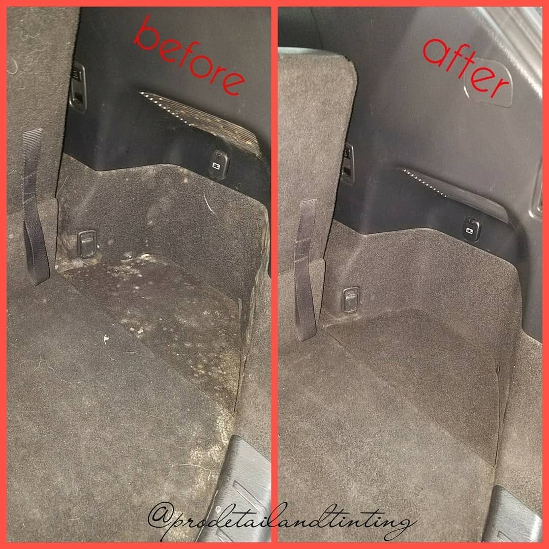 Cargo area carpet before and after detailing