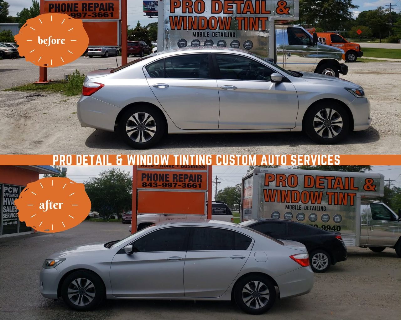 Honda Accord before and after window tint